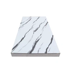 Weiße Farbe mit schwarzen Linien PVC-Marmor-Wandpaneele für die Innenwanddekoration